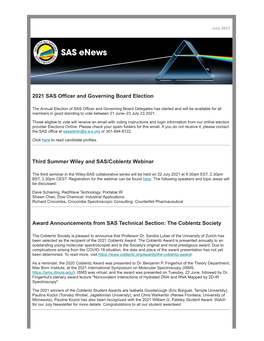 July 2021 SAS Newsletter