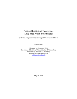 National Institute of Corrections Drug-Free Prison Zone Project