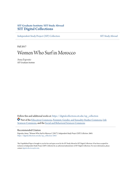 Women Who Surf in Morocco Anna Esposito SIT Graduate Institute