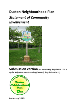 Duston Neighbourhood Plan Statement of Community Involvement