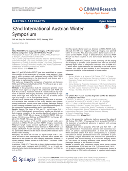 32Nd International Austrian Winter Symposium Zell Am See, the Netherlands