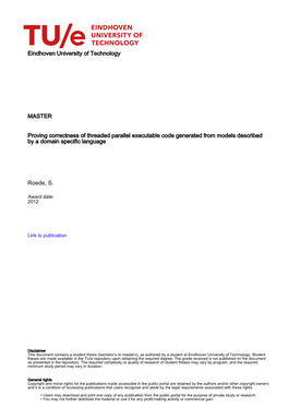 Proving Correctness of Threaded Parallel Executable Code Generated from Models Described by a Domain Specific Language