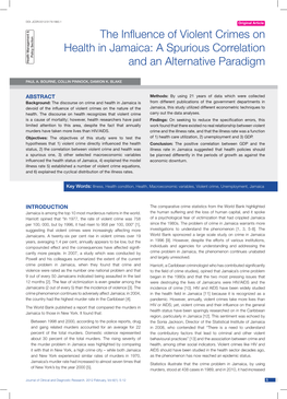 The Influence of Violent Crimes on Health in Jamaica: a Spurious Correlation Policy Section