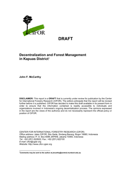 Denctralization and Forest Management in Kapus District