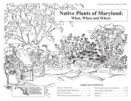 Native Plants of Maryland: What, When and Where