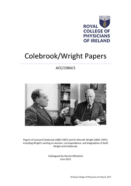 Colebrook/Wright Papers