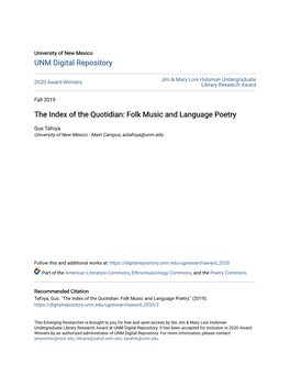 The Index of the Quotidian: Folk Music and Language Poetry