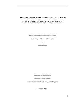 Computational and Experimental Studies of Solids in the Ammonia