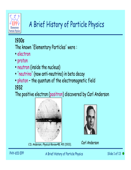 A Brief History of Particle Physics