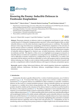 Knowing the Enemy: Inducible Defences in Freshwater Zooplankton