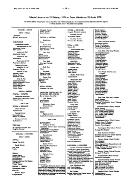 Zones Infectées Au 23 Février 1978