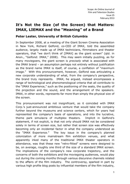 IMAX, LIEMAX and the “Meaning” of a Brand