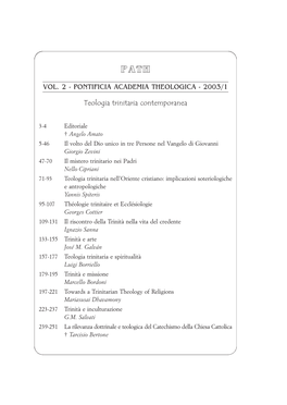 2003/1 Teologia Trinitaria Contemporanea