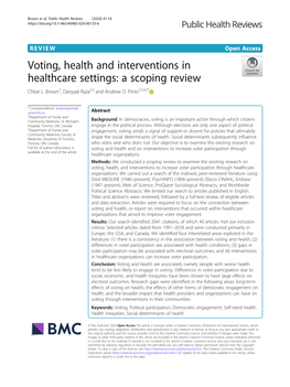 Voting, Health and Interventions in Healthcare Settings: a Scoping Review Chloe L