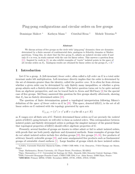 Ping-Pong Configurations and Circular Orders on Free Groups