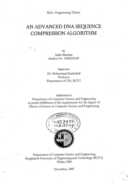 An Advanced Dna Sequence .' Compression Algorithm