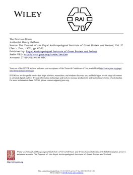 The Friction-Drum Author(S): Henry Balfour Source: the Journal of the Royal Anthropological Institute of Great Britain and Ireland, Vol