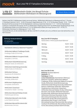 Bus Linie FB-57 Fahrpläne & Netzkarten