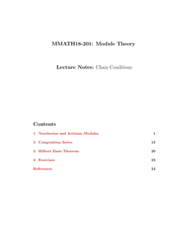 MMATH18-201: Module Theory Lecture Notes: Chain Conditions