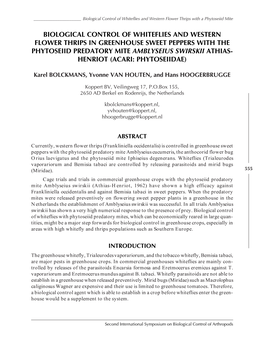 Biological Control of Whiteflies and Western Flower Thrips In