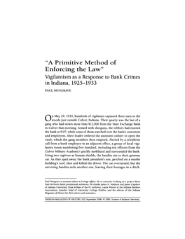 Bank Crimes in Indiana, 1925-1933