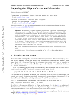 Supersingular Elliptic Curves and Moonshine