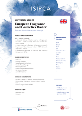 European Fragrance and Cosmetics Master Evaluate - Formulate - Market - Manage