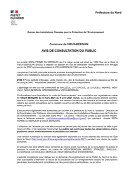 Avis De Consultation Du Public