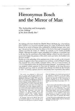 205 WALTER S. GIBSON Hieronymus Bosch and the Mirror of Man The