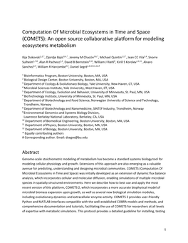 COMETS): an Open Source Collaborative Platform for Modeling Ecosystems Metabolism