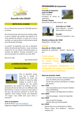 Ouarville Infos 2019/4 Road-Book Fresnay-L’Évêque Découverte D’Un Atelier Artisanal - Jeux EDITO DE M