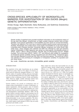 Cross-Species Applicability of Microsatellite