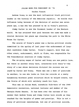 JULIAN BOND for PRESIDENT in '76 Gordon French Andrew Young