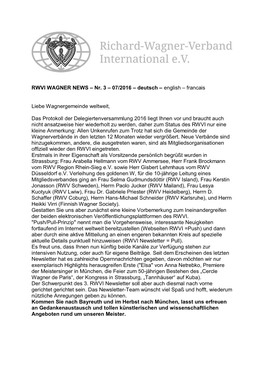 RWVI WAGNER NEWS – Nr