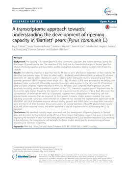 A Transcriptome Approach Towards Understanding the Development of Ripening Capacity in ‘Bartlett’ Pears (Pyrus Communis L.) Ngoc T