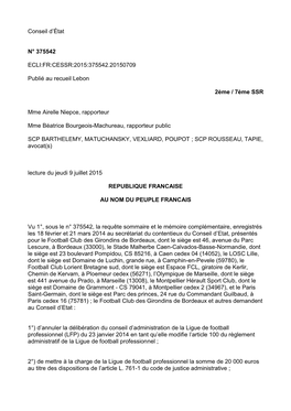 Conseil D'état N° 375542 ECLI:FR:CESSR:2015