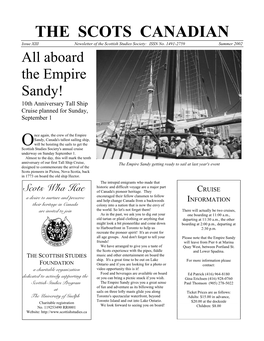 Summer 2002 All Aboard the Empire Sandy! 10Th Anniversary Tall Ship Cruise Planned for Sunday, September 1