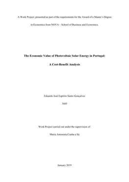The Economic Value of Photovoltaic Solar Energy in Portugal