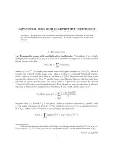 Exponential Sums with Multiplicative Coefficients