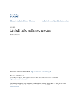 Mitchell, Libby Oral History Interview Nicholas Christie