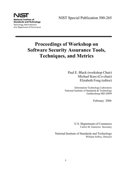 Proceedings of Workshop on Software Security Assurance Tools, Techniques, and Metrics