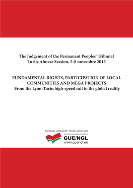 The Judgement of the Permanent Peoples' Tribunal Turin-Almese