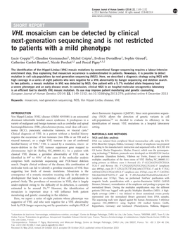 VHL Mosaicism Can Be Detected by Clinical Next-Generation Sequencing and Is Not Restricted to Patients with a Mild Phenotype