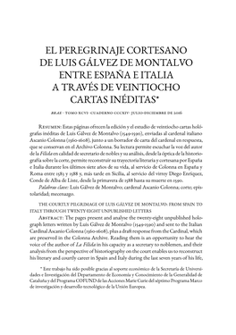 El Peregrinaje Cortesano De Luis Gálvez De