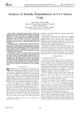 Analysis of Include Dependencies in C++ Source Code