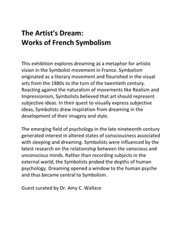 The Artist's Dream: Works of French Symbolism (Didactics & Labels)