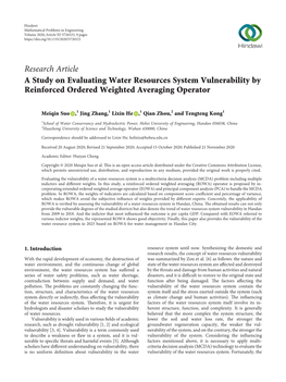 A Study on Evaluating Water Resources System Vulnerability by Reinforced Ordered Weighted Averaging Operator