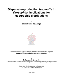 Dispersal-Reproduction Trade-Offs in Drosophila: Implications for Geographic Distributions