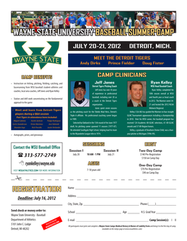 Wayne State University Baseball Summer Camp