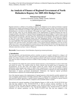 An Analysis of Finance of Regional Government of North Halmahera Regency for 2009-2014 Budget Year